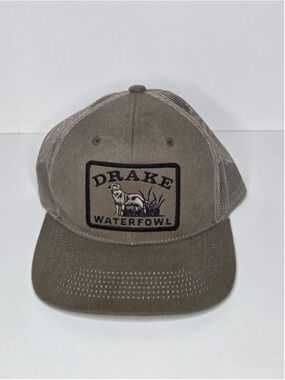 Drake Waterfowl Hat Cap Brown Mesh Back Trucker Duck Hunter Dog